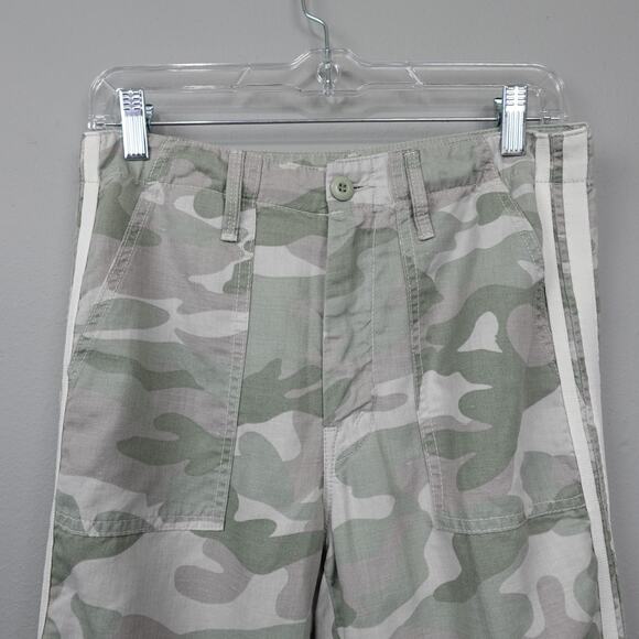 MOTHER The Shaker Chop Crop Fray Linen Tencel Blend Pants Sz 27 Desert Camo - Picture 4 of 16